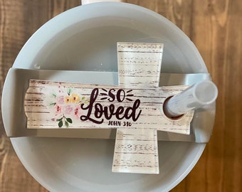Personalized Cross Tag: 40oz Tumbler Lid Accessory