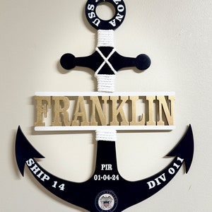 Personalized Navy Anchor/Anchor Welcome Wreath/Navy Moms/Anchor Door Decor/PIR Navy/Bootcamp/PIR Sailor Gift/Navy Graduation Gift