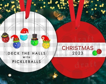 Adorno navideño de Pickleball/Pickleball/Regalo de Pickleball/Amante del Pickleball/Navidad de Pickle Ball/Regalo del equipo de Pickle Ball/Ornamento 2023