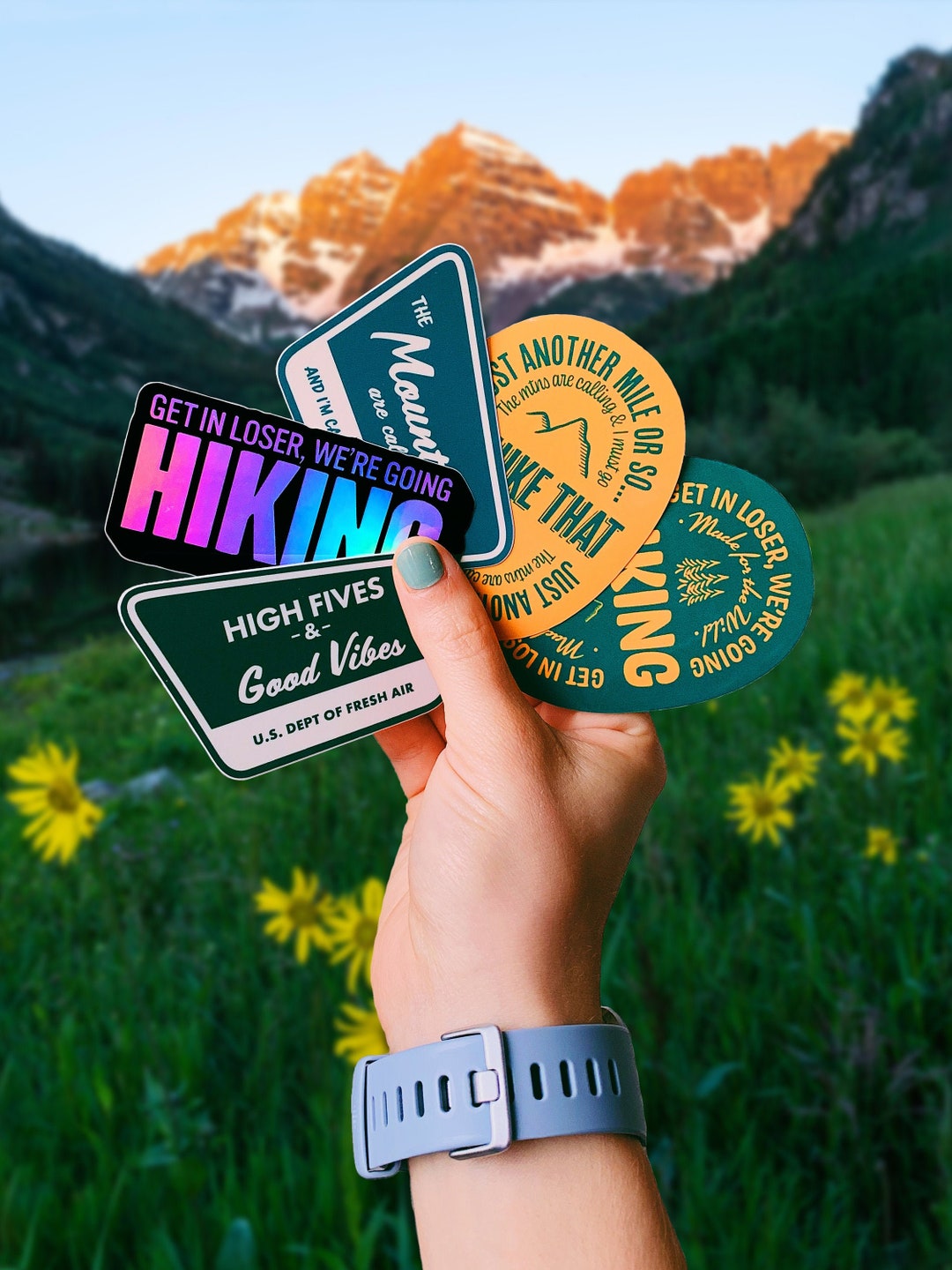 5 Sticker Bundle Hiking Sticker Pack Waterproof Vinyl Etsy