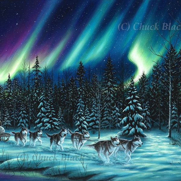 Winter Landscape Limited Edition Art Print - "The Perfect Ride" Painting by Chuck Black