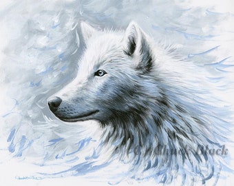 White Wolf Limited Edition Art Print - "White Wonders" Painting by Chuck Black