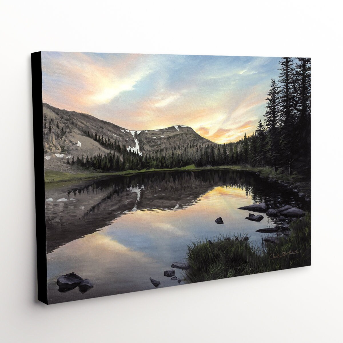 Mountain Landscape Canvas Art Print Evening Etsy