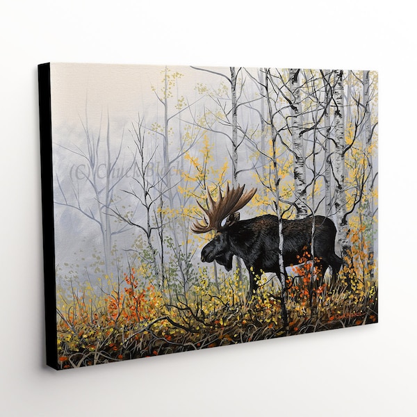 Bull Moose Canvas Art Print - "Rare Moments" Painting by Chuck Black