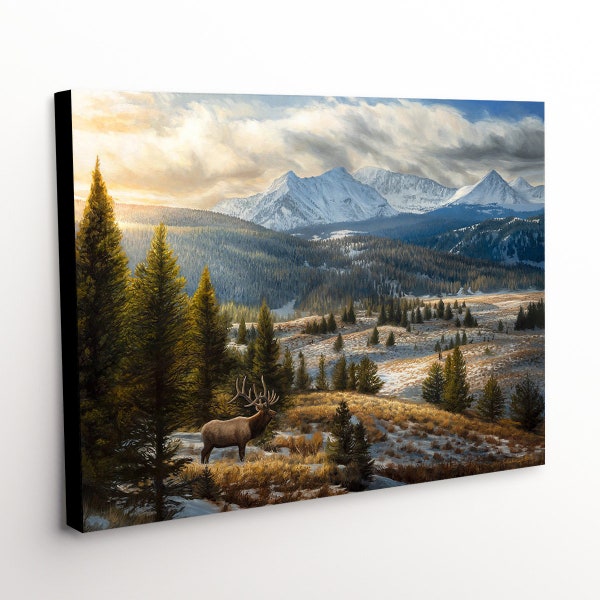 Wildlife Canvas Art Print, Rocky Mountain Elk Painting - "An Amazing Journey" Painting by Chuck Black