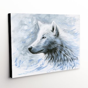 White Wolf Canvas Art Print - &quot;White Wonders&quot; Painting by Chuck Black