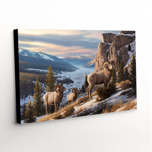 Bighorn Sheep Canvas Print - « Western Beauty » Peinture par Chuck Black