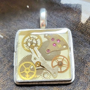 Upcycled Enamel Steampunk Pendant - White