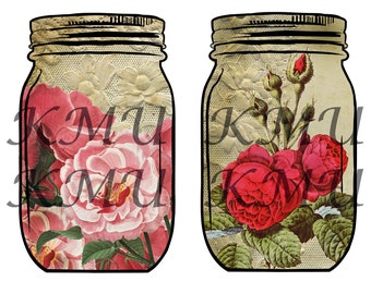 Mason Jar & Pocket Junk Journal Printable - Flowers and Lace Journal Tags