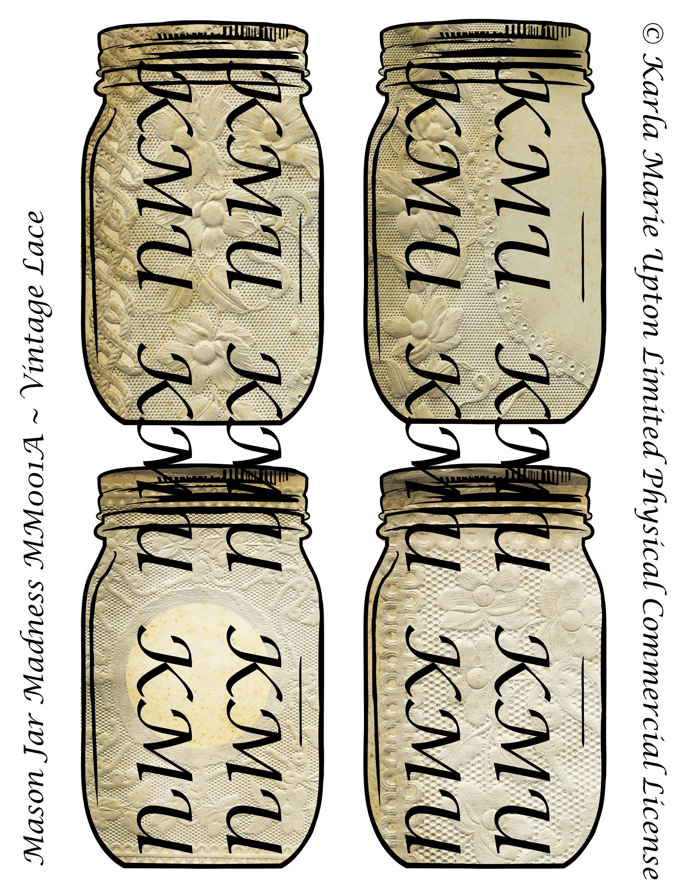 Mason Jar & Pocket Junk Journal Printable - Vintage Lace Journal Tags ...