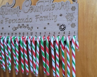 Count Down Candy Cane Sign, Advent Calendar, Candy Cane Wood Sign, Christmas Gift, Personalized Count Down Candy Cane Sign, Xray Gift