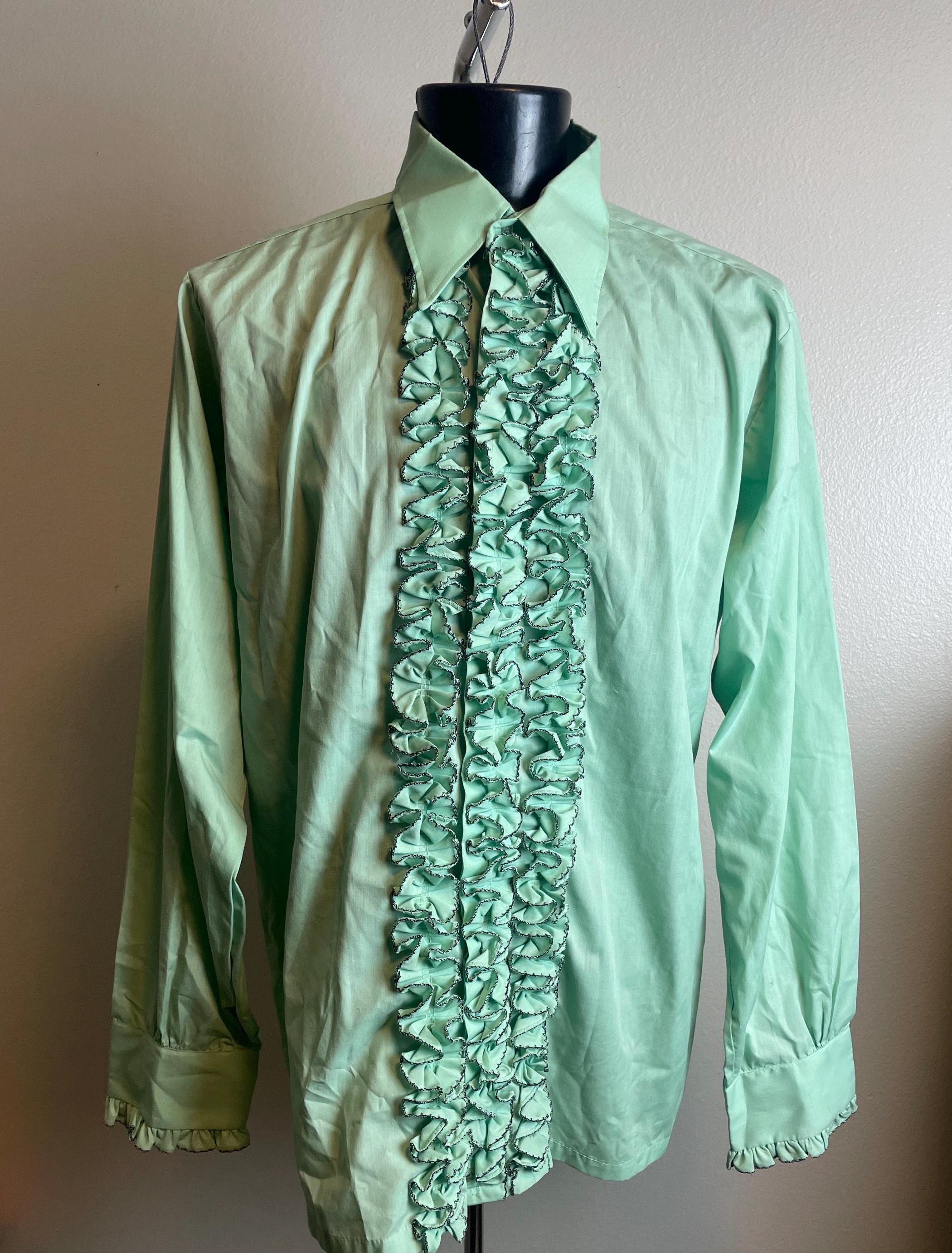 Vintage Green Ruffle Tuxedo Shirt 2XL7 - Etsy