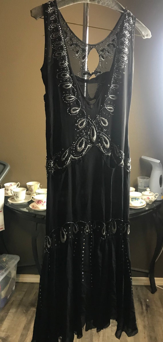 1930's Silk vintage handmade beaded dress size sma