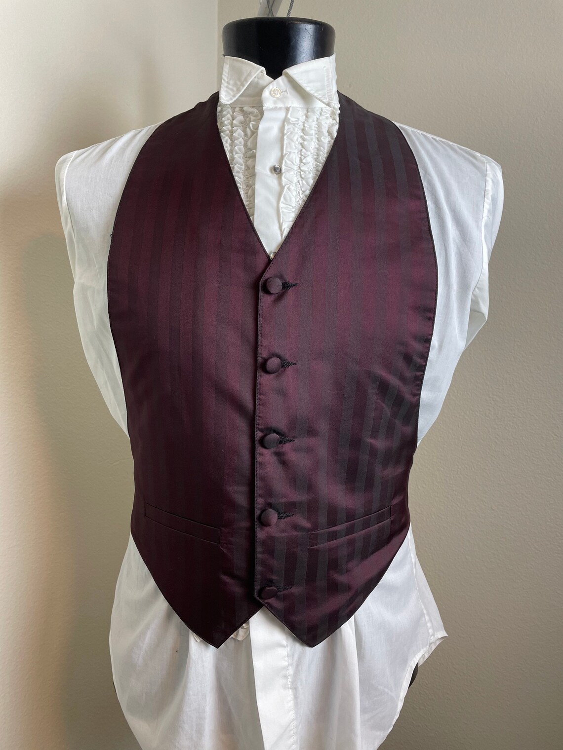 Men's Burgundy Stripe Backless vest Etsy