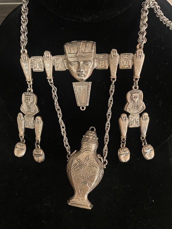 Eclectic Egyptian-style Metal Necklace
