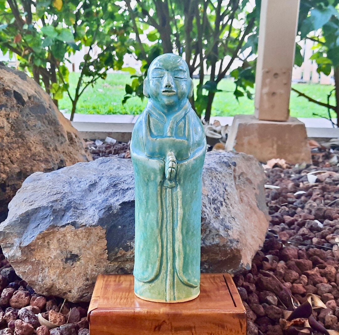 Jizo Bodhisattva Statue, Jizo Garden Statue, Ceramic Buddhist Sculpture