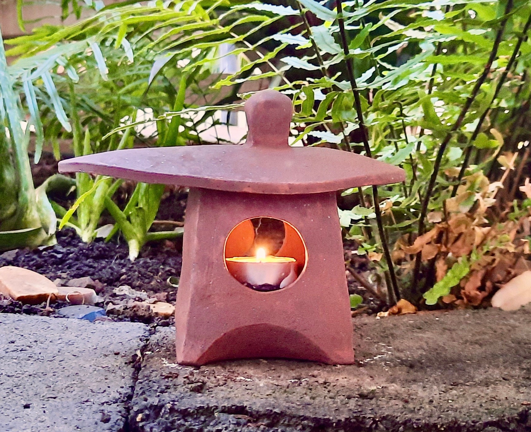 Japanese Lantern, Table Top Candle Holder, Zen Ceramic Lantern