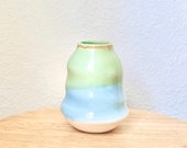 Ceramic flower Vase, Handmade Japanese pottery, Ikebana bud vase, Sage green Vase, ocean blue vase, Asian home Decor, Maui Hawaii, 4 1 4 quot H