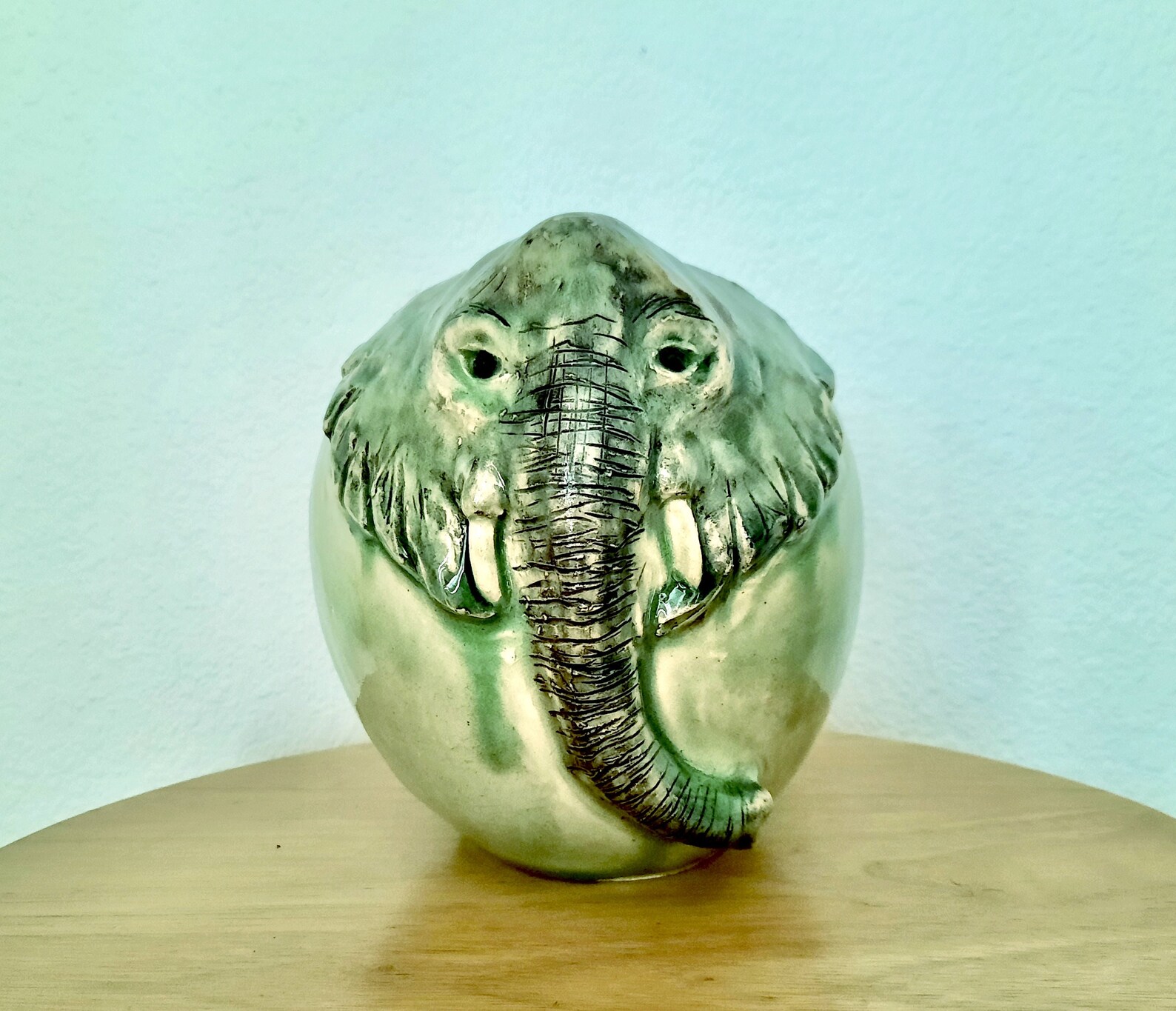 Elephant Vase Elephant Sculpture Relief Handmade Jade Green Etsy