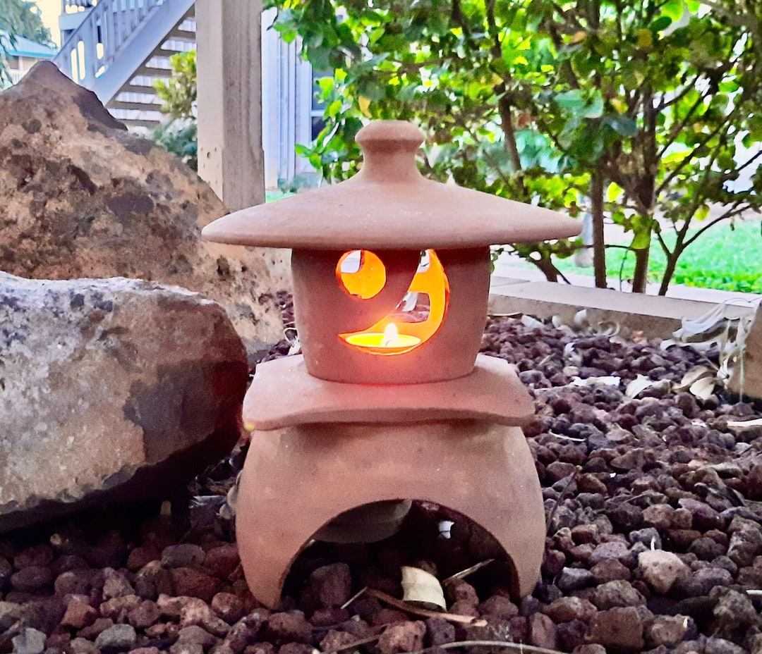 Zen Garden Lantern Japanese Ceramic Lantern Handmade Candle Etsy