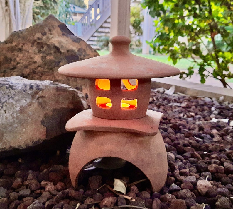 Zen Garden Lantern Japanese Ceramic Lantern Handmade Candle Etsy