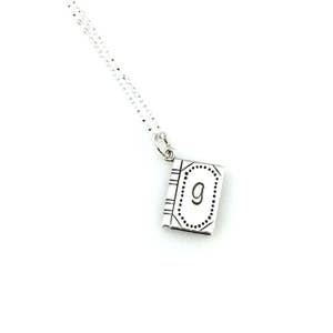 CUSTOM BOOK NECKLACE Luxe Monogram Initials in Solid Sterling Silver - Personalized - Book Lover Gift, Librarian, Teacher, Author *