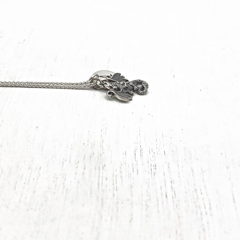 DRAGON \u2022 INITIAL \u2022 Hand Stamped \u2022 Sterling Silver \u2022 Necklace