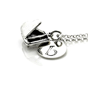 PIANO INITIAL Sterling Silver Necklace - pianist necklace gift *