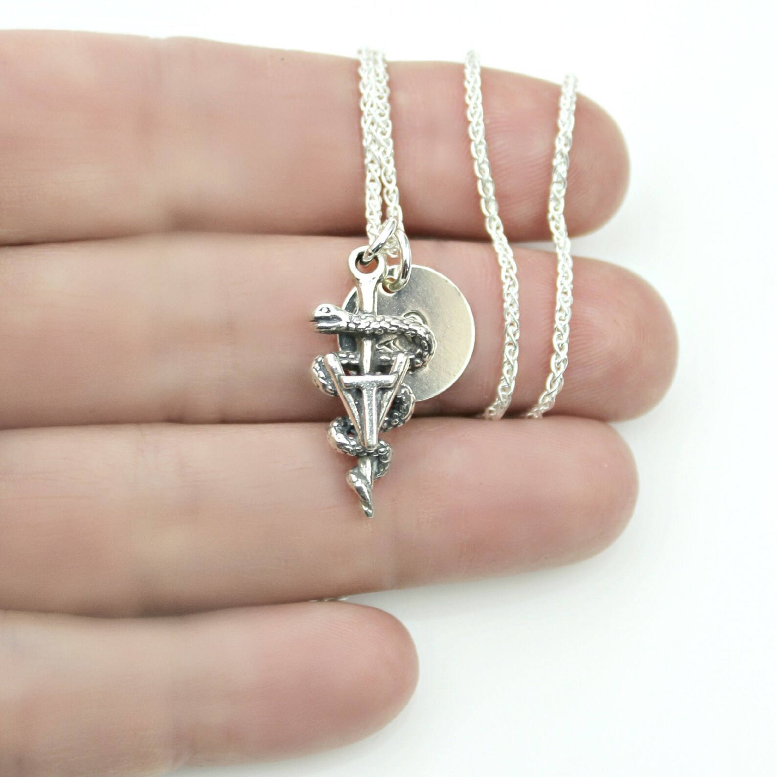 VET TECH Initial Personalized Necklace in Sterling Silver Etsy