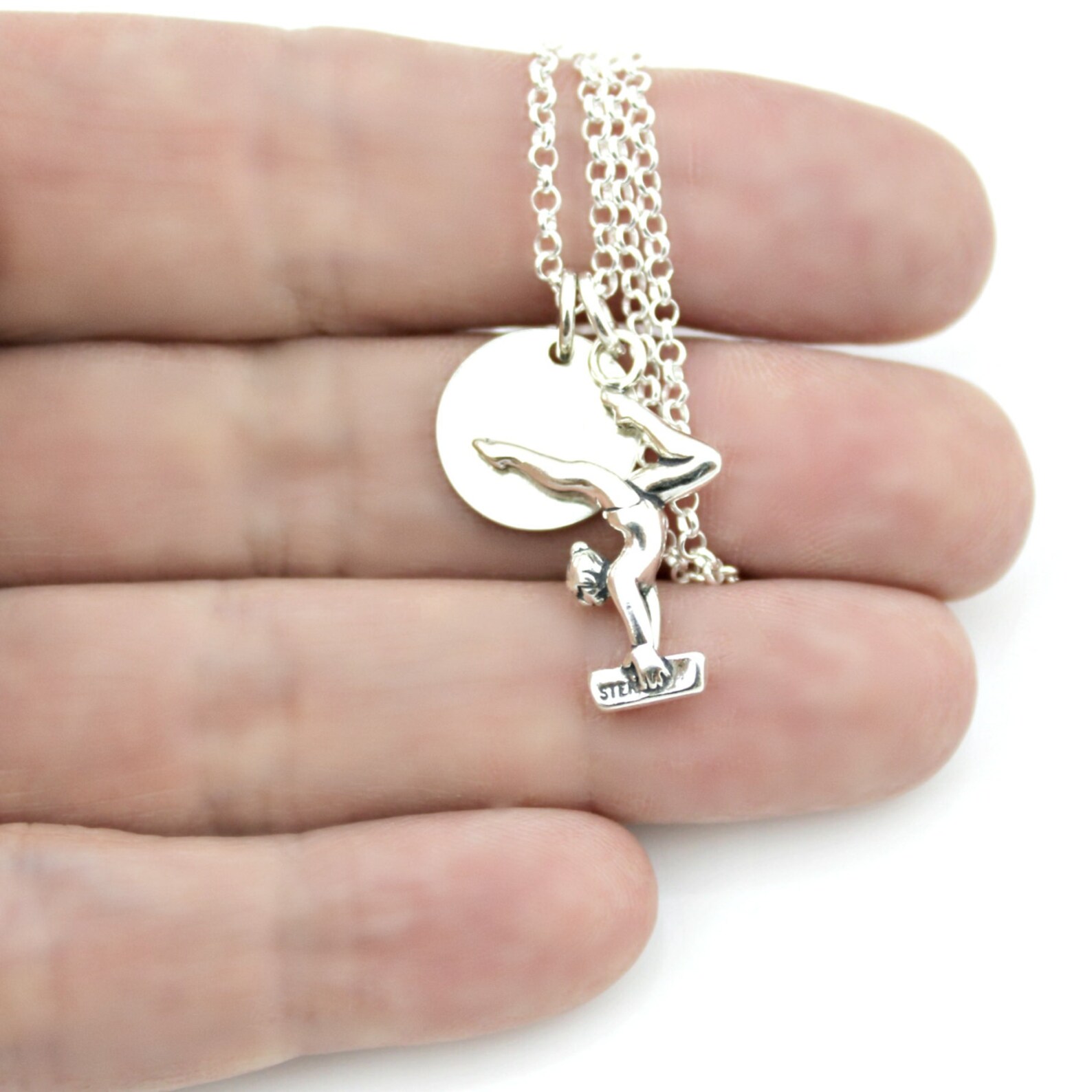 BALANCE BEAM GYMNAST 3D Personalized Initial Charm Necklace Etsy