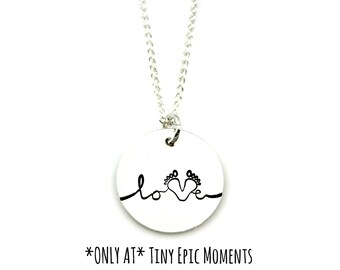 EXCLUSIVE* MOMMY LOVE Baby Footprint Necklace - New Mom - Mother's Day Gift