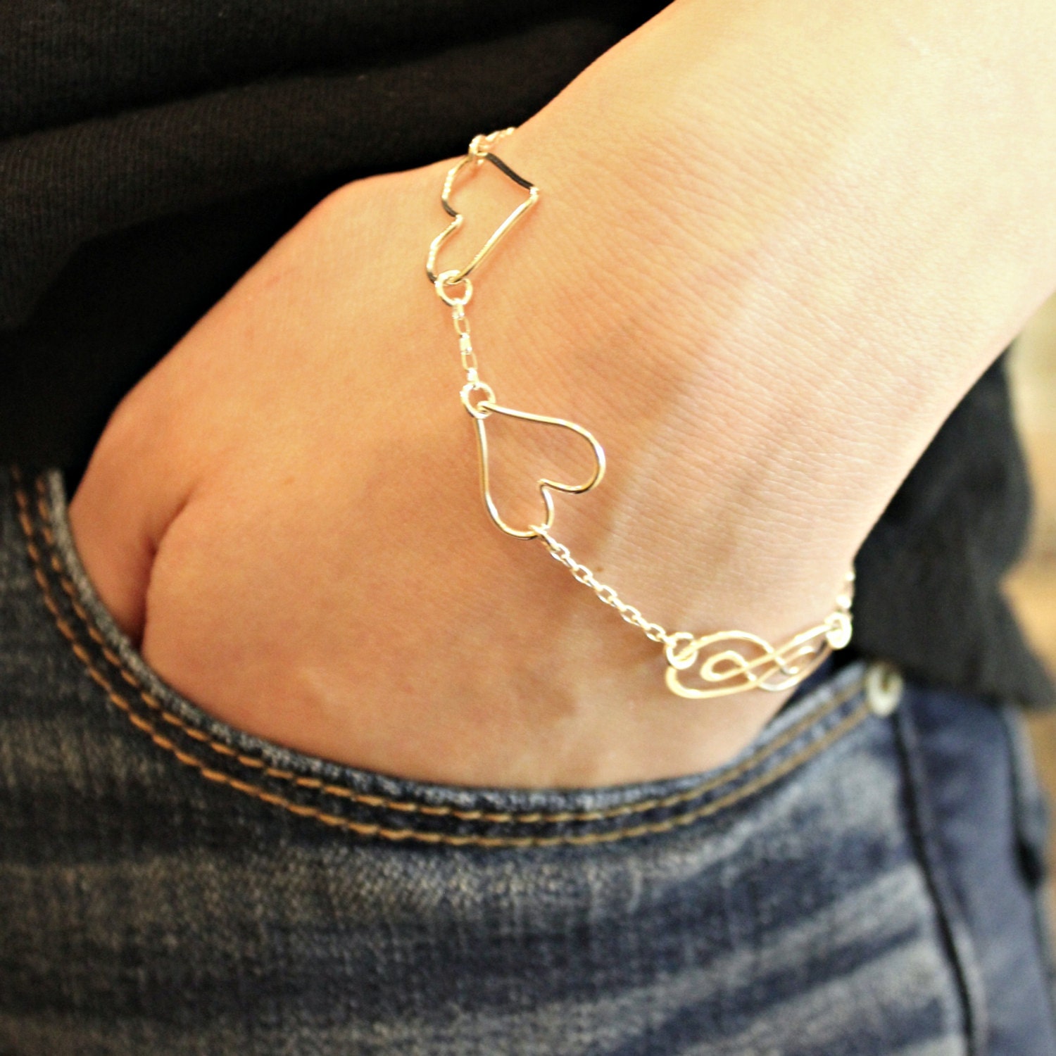 MY LOVES Bracelet in Sterling Silver Personalized Double Etsy