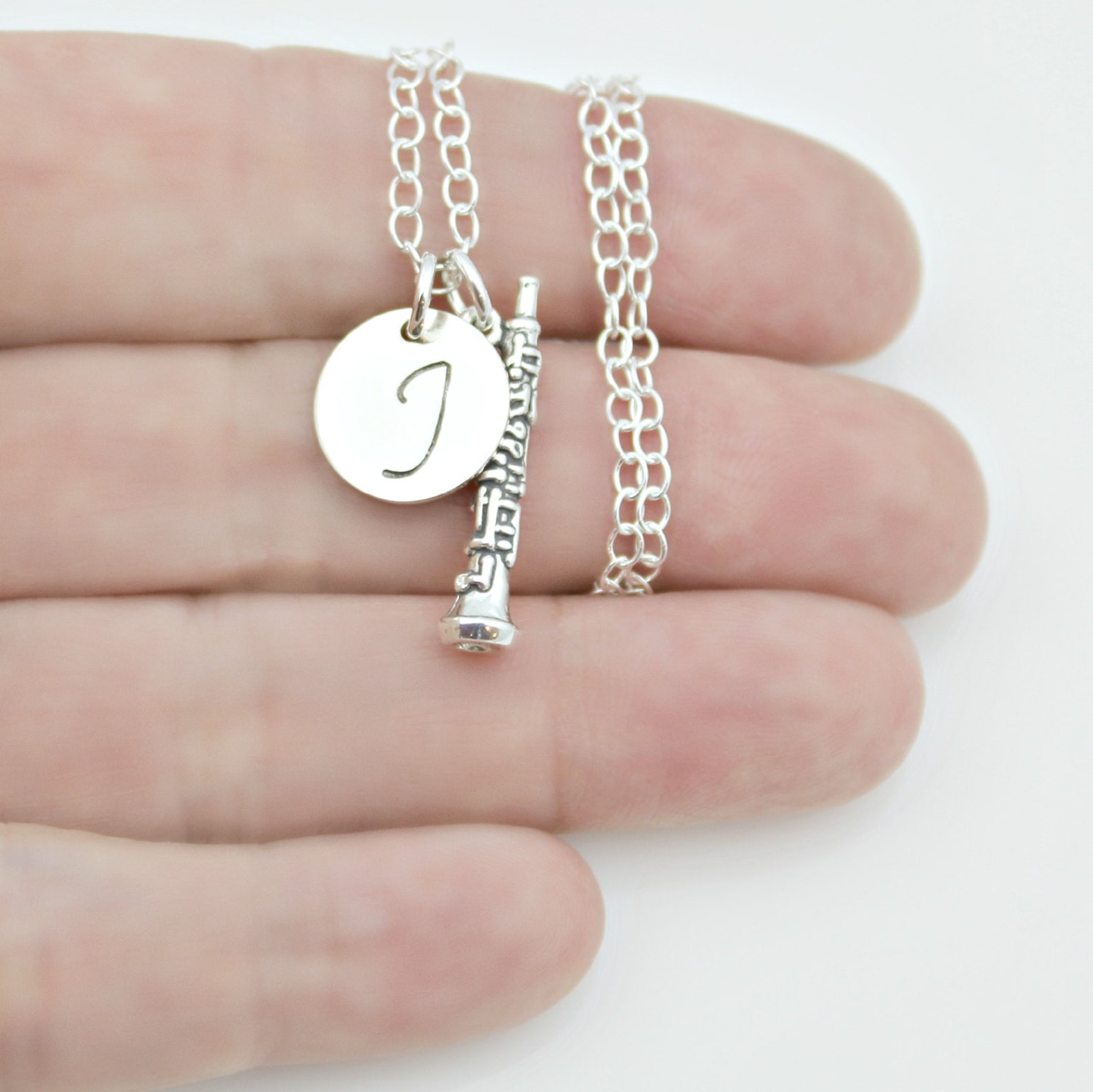 OBOE INITIAL NECKLACE in Sterling Silver Etsy