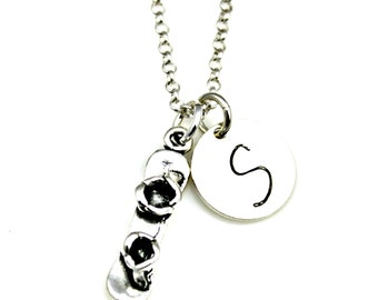 SNOWBOARD Initial Necklace in Sterling Silver