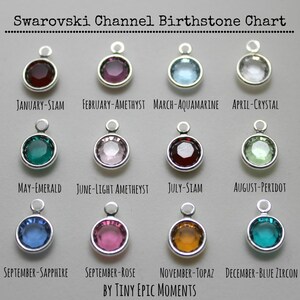 Swarovski Crystal Channel Birthstone Charm ADD-ON-Silver Plated for necklace, bracelet, purse charm, keychain