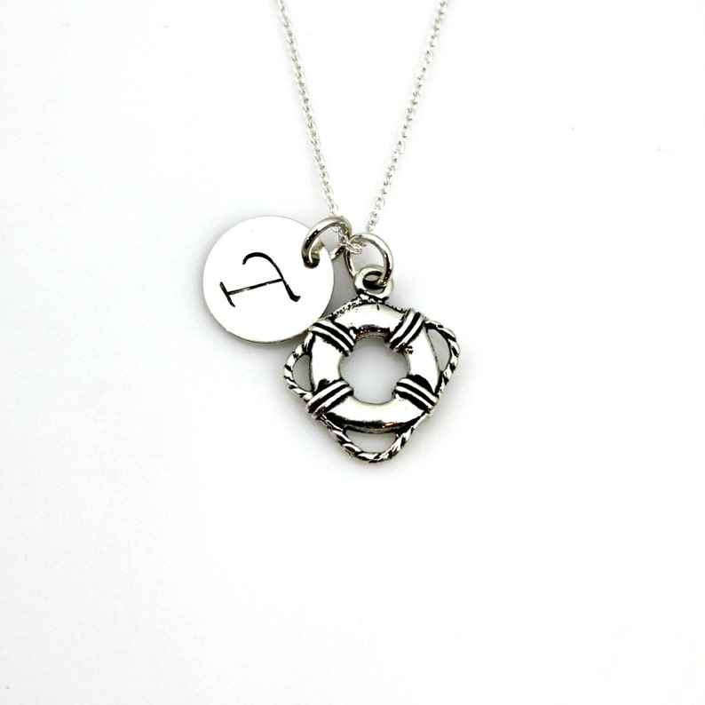 You Re A Life Saver Personalized Life Preserver Initial Necklace In Sterling Silver Necklaces Jewelry Valresa Com
