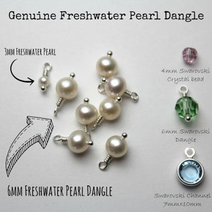 Freshwater Pearl • Hand Wrapped • Sterling Silver • Dangle • Charm •  Add On • Birthstone • June • Personalize