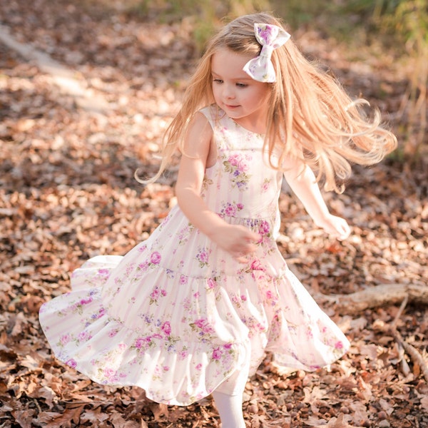 Girls Floral Dress / Girls Tiered Dress / Girls Ruffle Dress