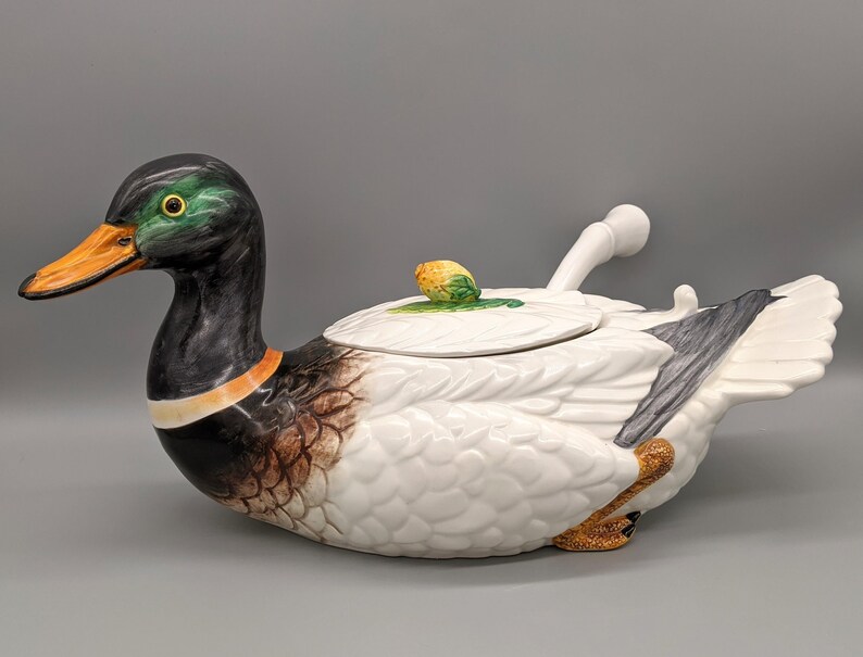 20th Century Italian Duck Soup Tureen With Ladle 3 Piece Set Etsy