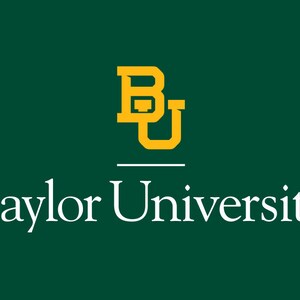 May include: A green and gold logo for Baylor University. The logo features the letters "BU" in gold with a white outline. The text "Baylor University" is in white below the logo.