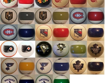 NHL Billard Pool Ball Shift Knauf gefädelt Custom Shifter verschiedene Farben-Teams, siehe Hauptbild