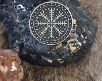 Lg HELM of Awe Pewter Pendant - Norse Viking Jewelry