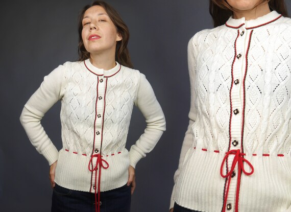 White Trachten cardigan with drawstring waist Dirn
