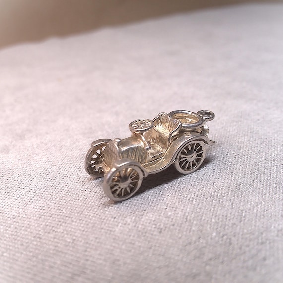 Solid Silver Vintage Car Charm - image 1