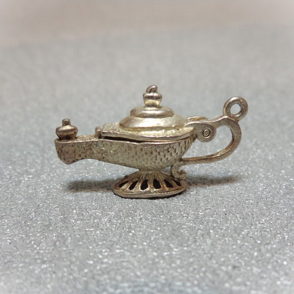 Vintage Aladdin's Lamp Opening Charm - Sterling Silver