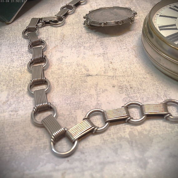 Antike Silber Taschenuhr Kette: Georgische Fob Albert Kette