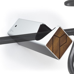 PARAX bicycle wall mount bike rack (D-RACK/silver/black) with different wooden fronts