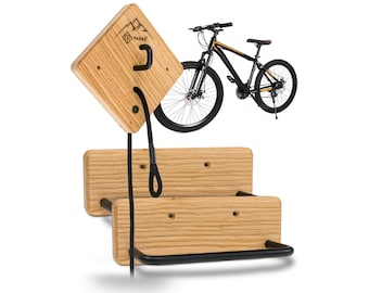 Bicycle wall mount U-RACK suitable for all bikes MTB BMX racing bike women's bike gravel bike made of high-quality oak wood