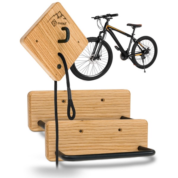 Bicycle wall mount U-RACK suitable for all bikes MTB BMX racing bike women's bike gravel bike made of high-quality oak wood