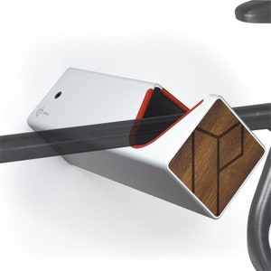 PARAX Bicycle Wall Mount Bike Rack (D-RACK/silver/red) with various wooden fronts